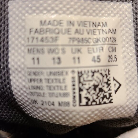 CONVERSE High Top Black White Gray Sneakers Shoes Unisex Men 11 Women 13 - Picture 2 of 8